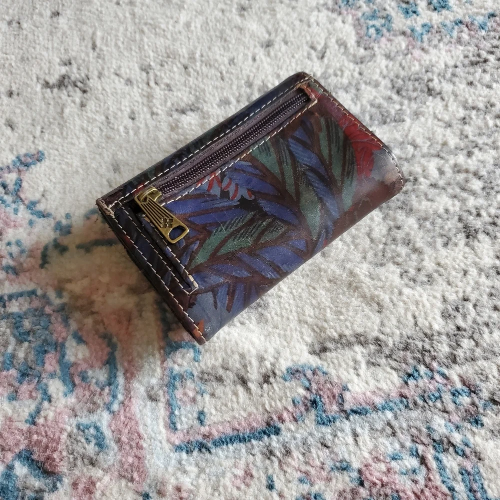 Patricia Nash Multi Color Leather Snap Button Wallet Classic Boho Chic Designer
